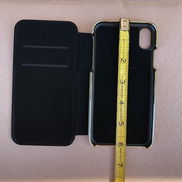 kate spade new york Wrap Folio Tan Grayish Case Gold Logo iPhone XR - Picture 10 of 11